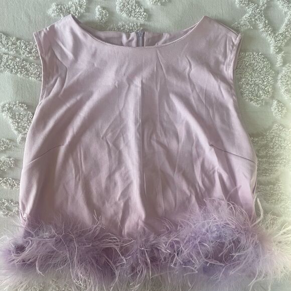 Pastel Purple Cropped Flurry Bottom Tank Top - Picture 1 of 3